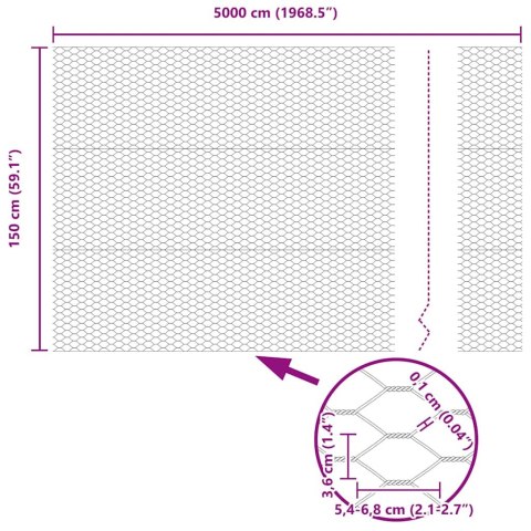 OGRODZENIE HEKSAGONALNE ZIELONY 1.5X 50M STAL