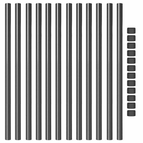 SŁUPKI OGRODZENIOWE 12 PCS SZARY 100CM STAL MALOWANA PROSZKOWO