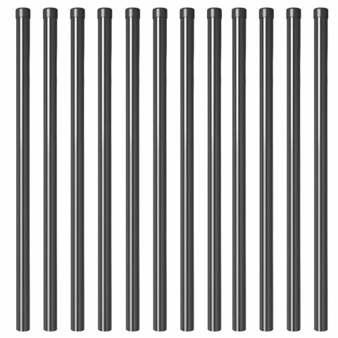 SŁUPKI OGRODZENIOWE 12 PCS SZARY 120CM STAL MALOWANA PROSZKOWO
