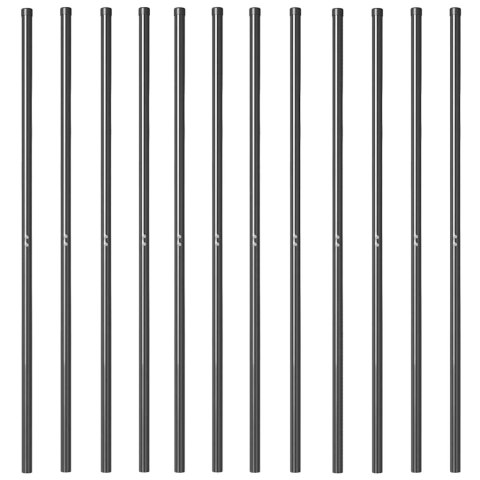 SŁUPKI OGRODZENIOWE 12 PCS SZARY 160CM STAL MALOWANA PROSZKOWO