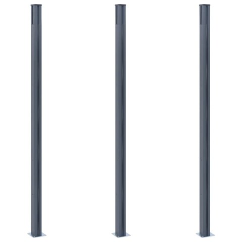 SŁUPKI OGRODZENIOWE 3 SZT. CIEMNOSZARE 185CM ALUMINIUM
