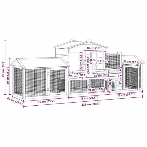 KURNIK BRĄZOWY 225X 60X 89CM LITE DREWNO SOSNOWE