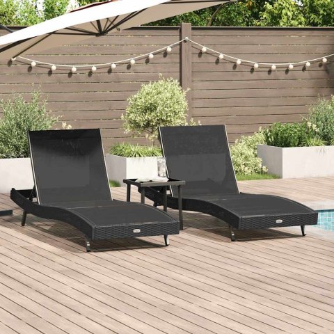 LEŻAKI 3 PCS CZARNY 40X 40X 40.5CM POLIRATTAN