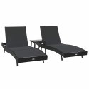 LEŻAKI 3 PCS CZARNY 40X 40X 40.5CM POLIRATTAN