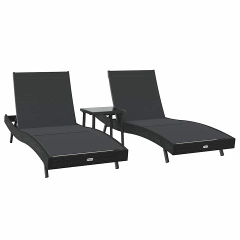 LEŻAKI 3 PCS CZARNY 40X 40X 40.5CM POLIRATTAN