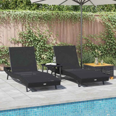 LEŻAKI 3 PCS CZARNY 40X 40X 40.5CM POLIRATTAN