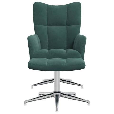 FOTEL Z PODNÓŻKIEM CIEMNOZIELONY OBITY AKSAMITEM