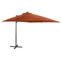 PARASOL WISZĄCY Z LAMPKAMI LED I SŁUPKIEM TERAKOTA 250CM