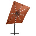 PARASOL WISZĄCY Z LAMPKAMI LED I SŁUPKIEM TERAKOTA 250CM