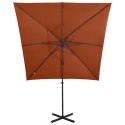 PARASOL WISZĄCY Z LAMPKAMI LED I SŁUPKIEM TERAKOTA 250CM
