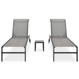 ZESTAW 2 LEŻAKÓW ZE STOLIKIEM TEXTILENE I STAL