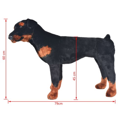 PLUSZOWY ROTTWEILER STOJĄCY CZARNO-BRĄZOWY XXL