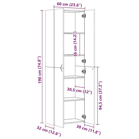 SZAFA BIUROWA BIAŁA 60X32X190CM