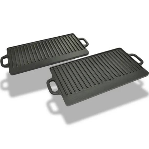 ŻELIWNE PŁYTY GRILLOWE DWUSTRONNE 2 SZT 38X 23CM