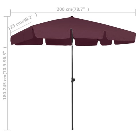 PARASOL PLAŻOWY BORDOWY 200X125CM