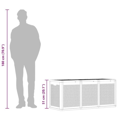 SKRZYNIA OGRODOWA SZARA RATTAN PP 270 L