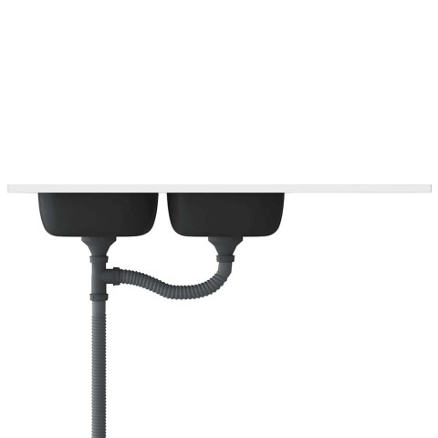 VidaXL Zlew kuchenny dwukomorowy, srebrny, 1200x600x155 mm, stal