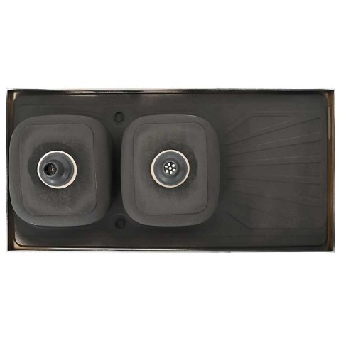 VidaXL Zlew kuchenny dwukomorowy, srebrny, 1200x600x155 mm, stal