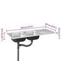 VidaXL Zlew kuchenny dwukomorowy, srebrny, 1200x600x155 mm, stal