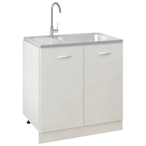 ZLEW KUCHENNY Z OCIEKACZEM SREBRNY 800X500X155MM STAL