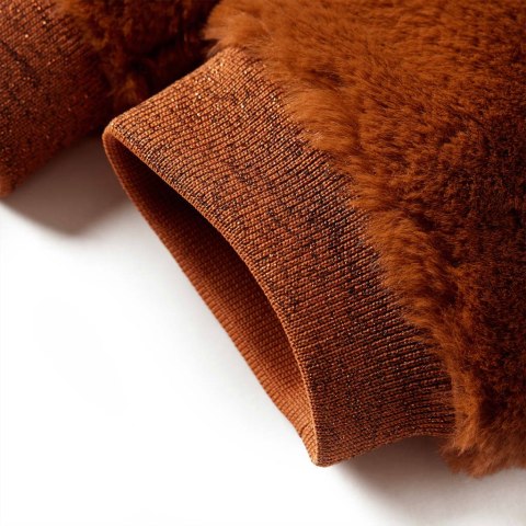 KURTKA DZIECIĘCA ZE SZTUCZNEGO FUTRA Z KAPTUREM KONIAK 92