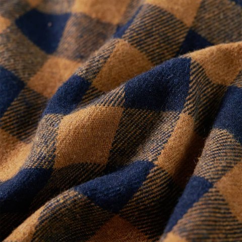 Dziecięca koszula w kratę, koniakowo-niebieska, 104