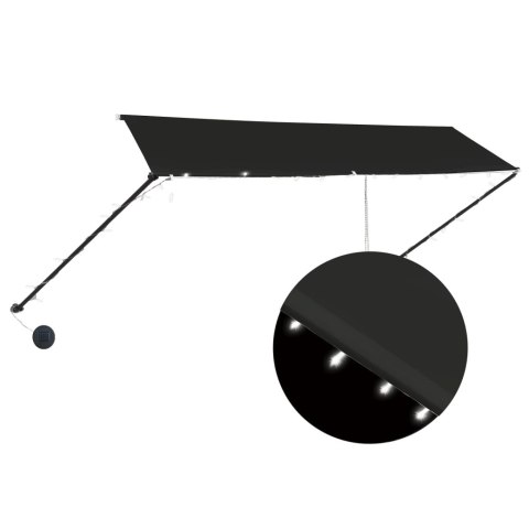 MARKIZA ZWIJANA Z LED 350X150CM ANTRACYTOWA
