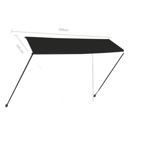 MARKIZA ZWIJANA Z LED 350X150CM ANTRACYTOWA