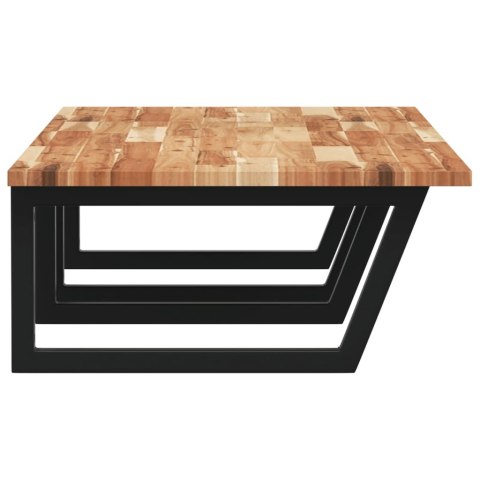 PÓŁKA ŚCIENNA POD UMYWALKĘ STAL I LITE DREWNO AKACJOWE