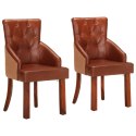 KRZESŁA STOŁOWE 2 SZT. BRĄZOWE NATURALNA KOZIA SKÓRA