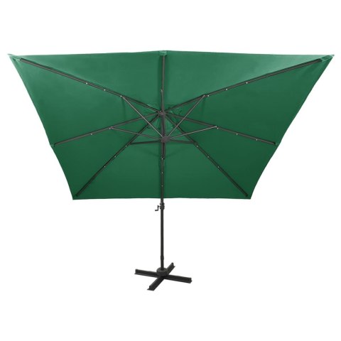 PARASOL WISZĄCY Z LED I SŁUPKIEM ZIELONY 300CM