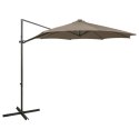 PARASOL WISZĄCY Z LAMPKAMI LED I SŁUPKIEM 300CM TAUPE