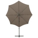 PARASOL WISZĄCY Z LAMPKAMI LED I SŁUPKIEM 300CM TAUPE