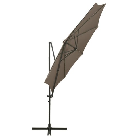 PARASOL WISZĄCY Z LAMPKAMI LED I SŁUPKIEM 300CM TAUPE