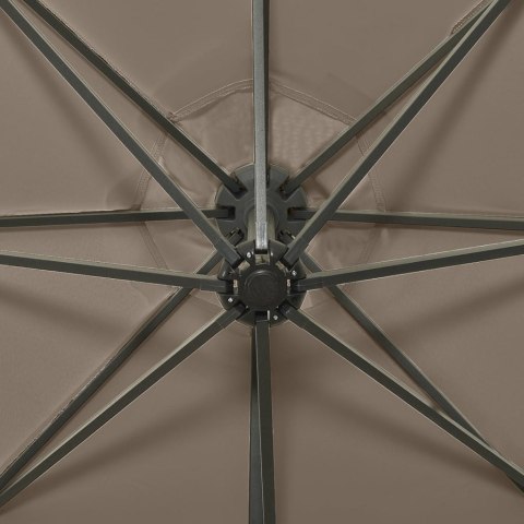PARASOL WISZĄCY Z LAMPKAMI LED I SŁUPKIEM 300CM TAUPE