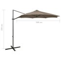 PARASOL WISZĄCY Z LAMPKAMI LED I SŁUPKIEM 300CM TAUPE