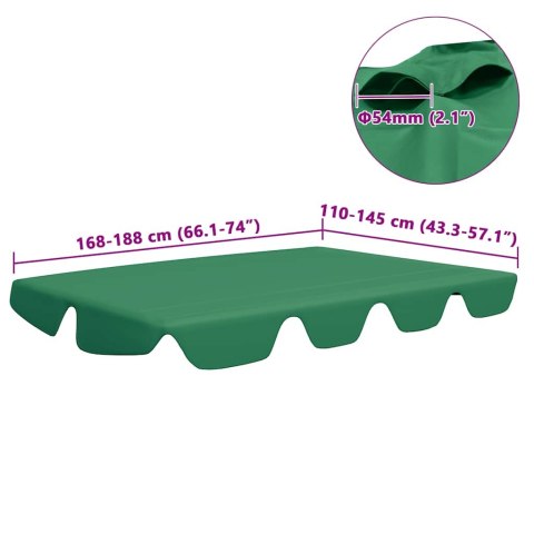 ZADASZENIE DO HUŚTAWKI OGRODOWEJ ZIELONE 188/168X145/110CM