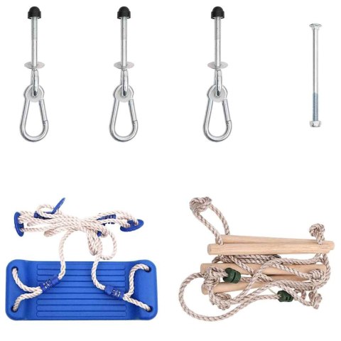 VidaXL Siedzisko huśtawki i drabinka sznurkowa, niebieskie, polietylen