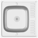 ZLEW KUCHENNY Z OCIEKACZEM SREBRNY 600X600X155MM STAL
