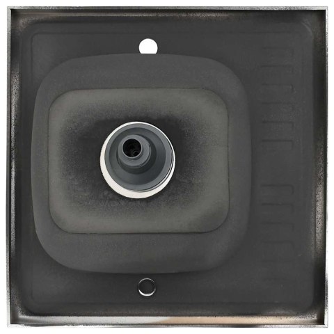 ZLEW KUCHENNY Z OCIEKACZEM SREBRNY 600X600X155MM STAL