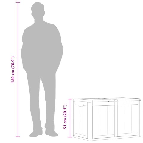 SKRZYNIA OGRODOWA 180 L BRĄZOWA PP WYGLĄD DREWNA