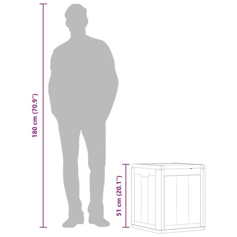 SKRZYNIA OGRODOWA 90 L SZARA PP WYGLĄD DREWNA