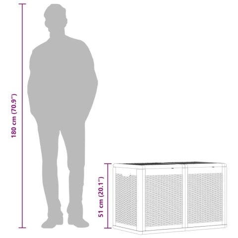 SKRZYNIA OGRODOWA SZARA RATTAN PP 180 L