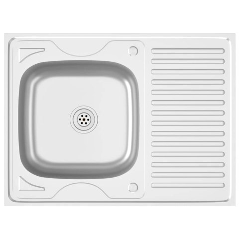 ZLEW KUCHENNY Z OCIEKACZEM SREBRNY 800X600X155MM STAL