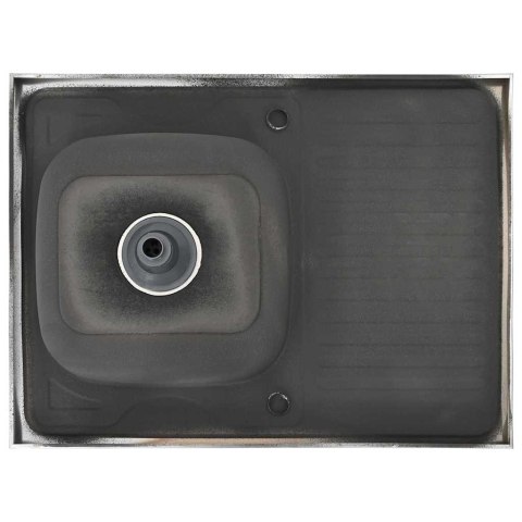 ZLEW KUCHENNY Z OCIEKACZEM SREBRNY 800X600X155MM STAL