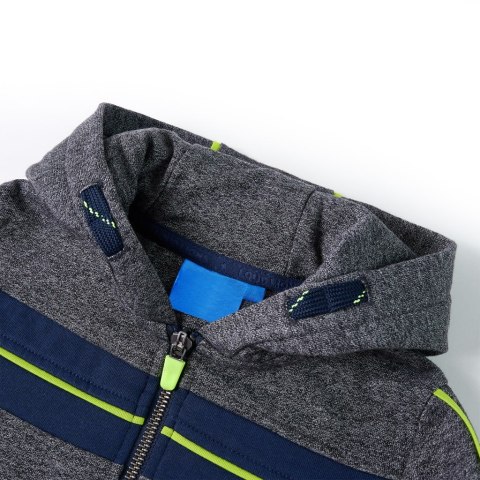 BLUZA DZIECIĘCA Z KAPTUREM I ZAPIĘCIEM NA ZAMEK SZARY MELANŻ 104