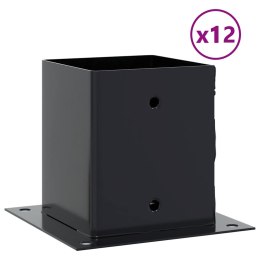 VidaXL Podstawy słupków kwadratowe 12 szt. Antracyt 121x121 mm
