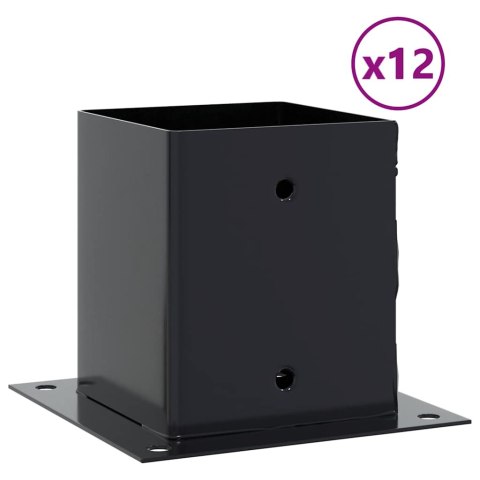 VidaXL Podstawy słupków kwadratowe 12 szt. Antracyt 121x121 mm