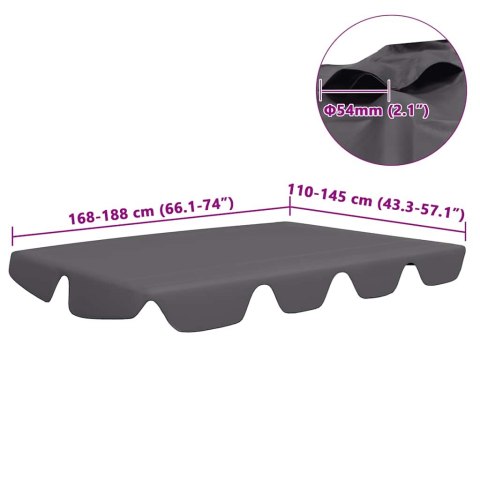 ZADASZENIE DO HUŚTAWKI OGRODOWEJ ANTRACYT 188/168X145/110CM