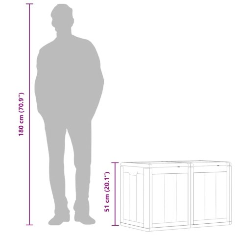 SKRZYNIA OGRODOWA 180 L SZARA PP WYGLĄD DREWNA